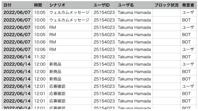 ログデータエクスポート